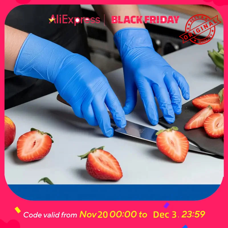 Heavy Duty Black Nitrile Gloves 100PCS, Food Safe Disposable Gloves for Cleaning, Cooking, Valentine's Day Prep & Car Care