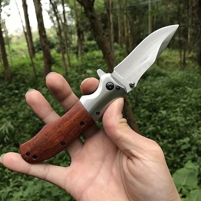 DOOM BLADE Portable Folding Knife - Stainless Steel Blade, Sharp V-Grind Edge & Spear Point Design, Lightweight Ergonomic Wood