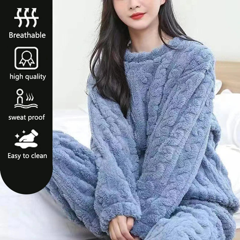 Women's Striped Flannel Pajamas - Long Sleeve Winter Sleepwear, Plus Size - photo 3