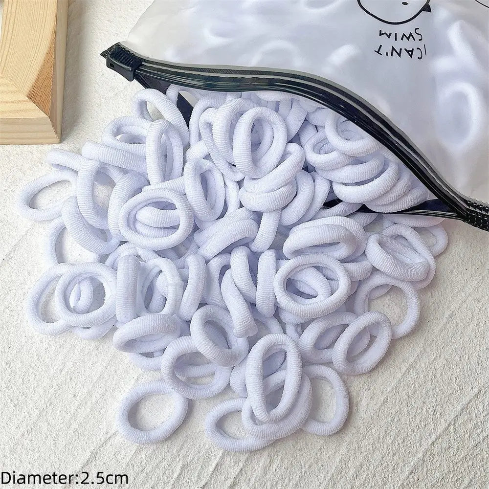 50pcs Black Elastic Hair Band Leagues Ties Colets Scrunchies Springs Gum Accessory For Girl Women No Damage Pigtails Holder Set