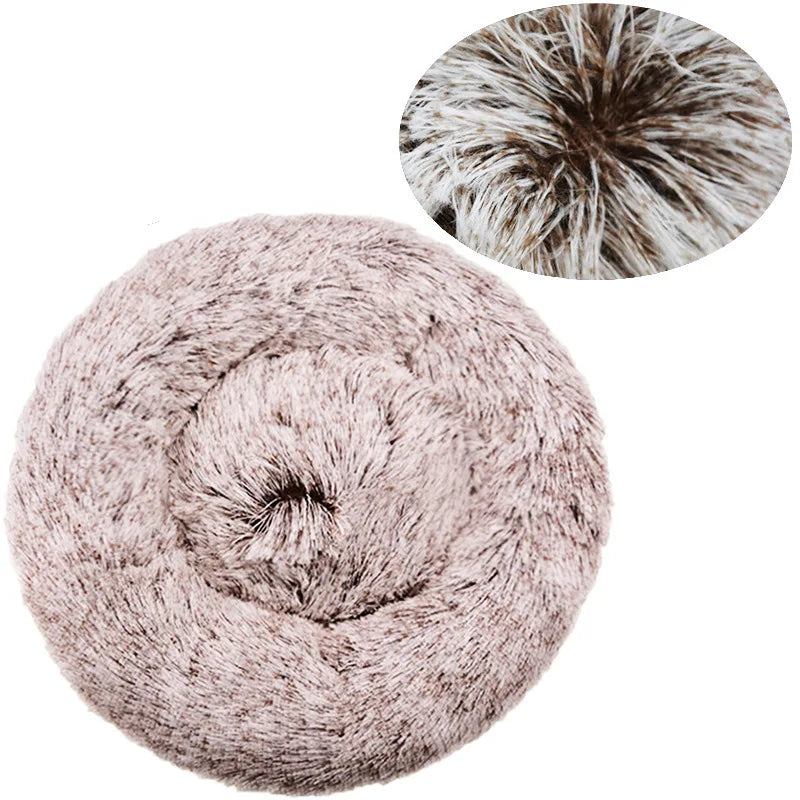 Round Plush Pet Bed — Super-Soft Washable Bed for Cats & Dogs (40–90cm)