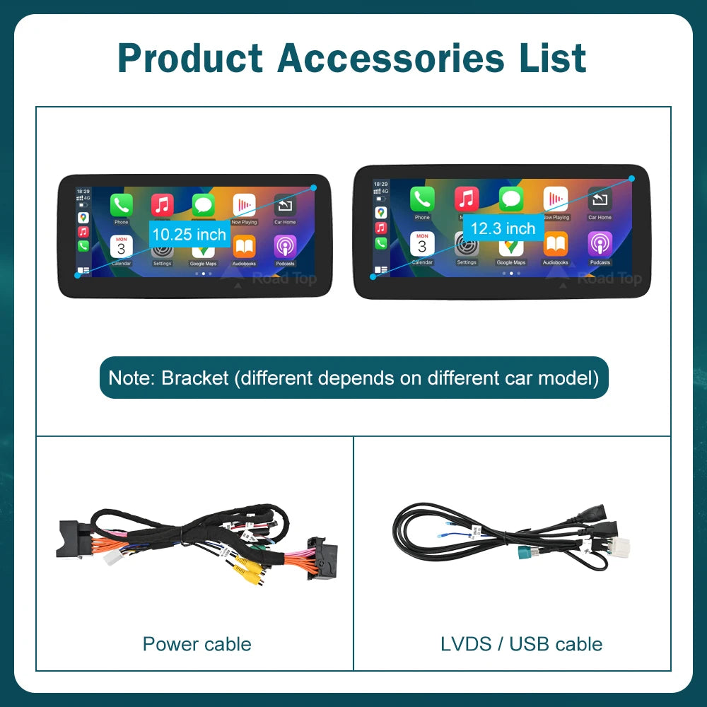Wireless CarPlay & Android Auto Display Screen, Compatible with Mercedes-Benz G-Class W463 (2013-2018)