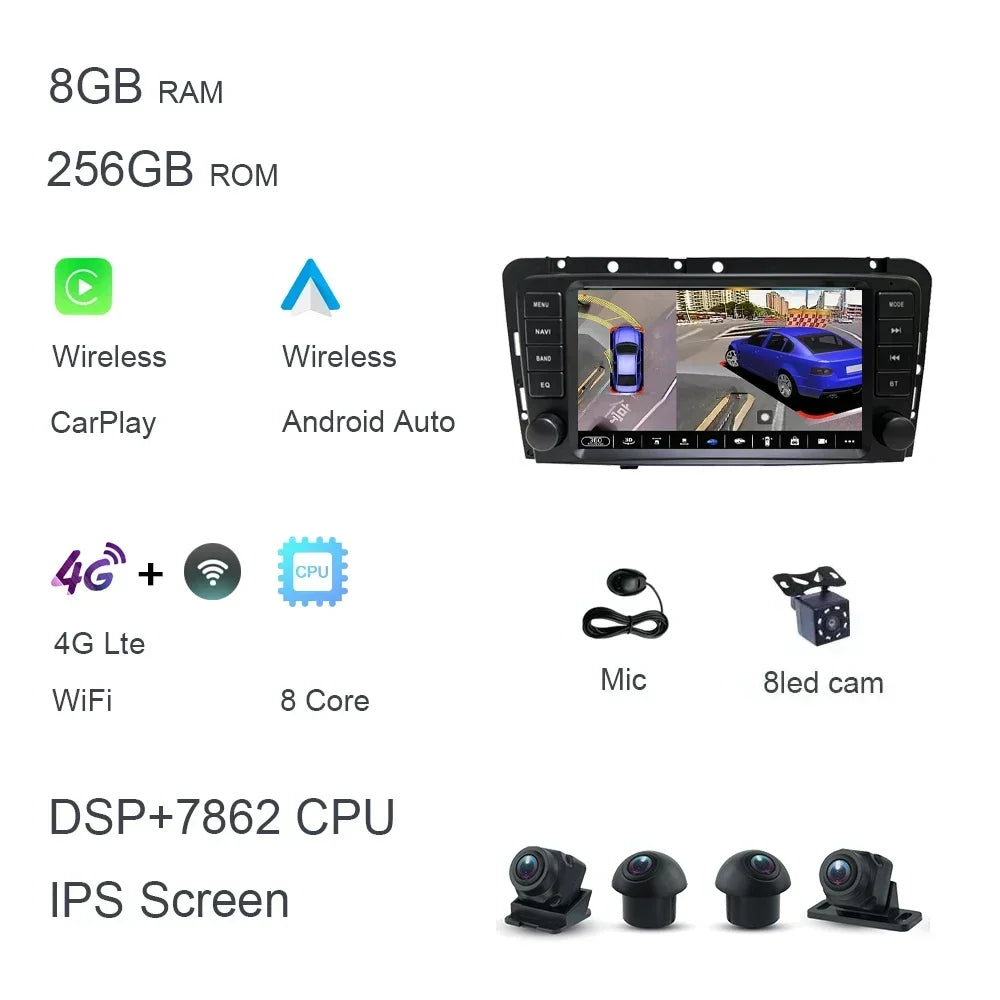 8" Car Stereo with Apple CarPlay & Android Auto, Compatible with Volvo XC70 V70 S60 S40 & V40