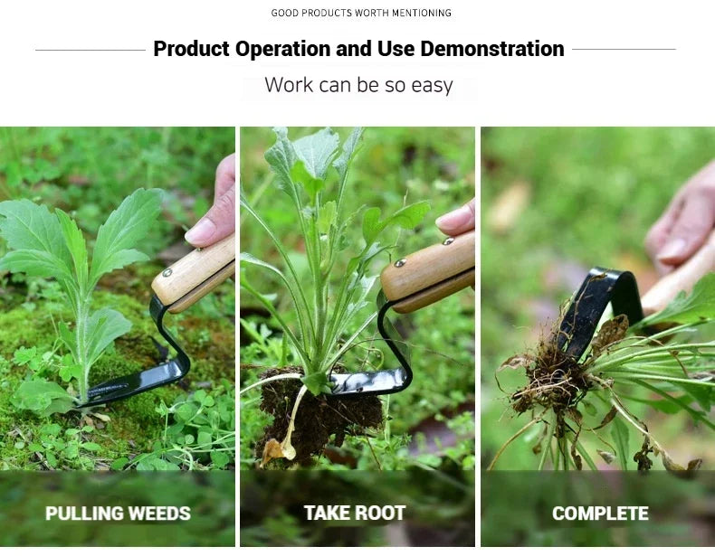 Handheld Dandelion Puller & Garden Fork — Durable Metal Weeder