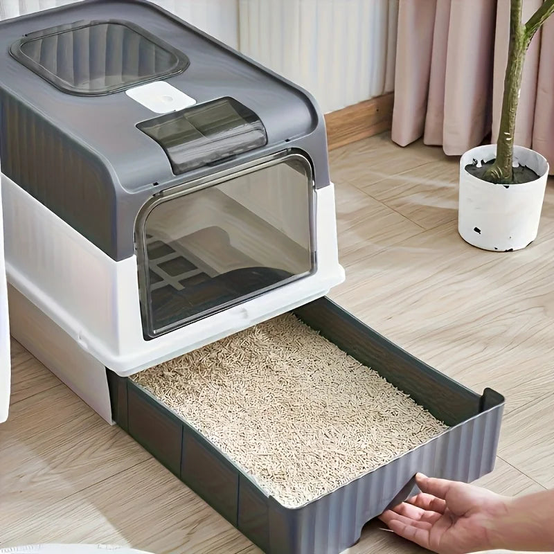 Enclosed Drawer-Style Cat Litter Box with Scoop – photo 3