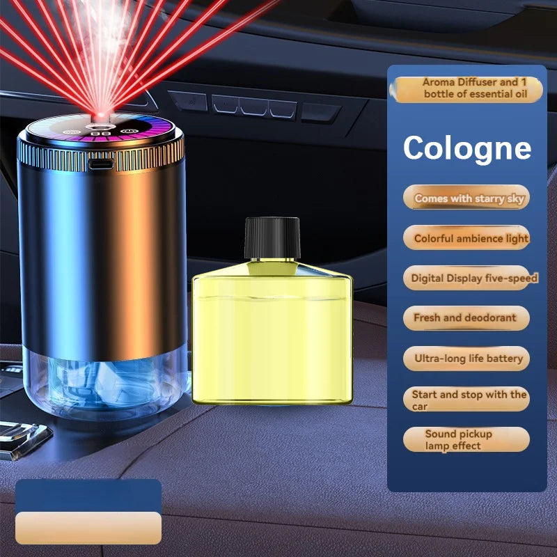 Smart Car Air Freshener & Perfume Diffuser - Rechargeable 5-Level Adjustable Starlight LED Car Gadgets