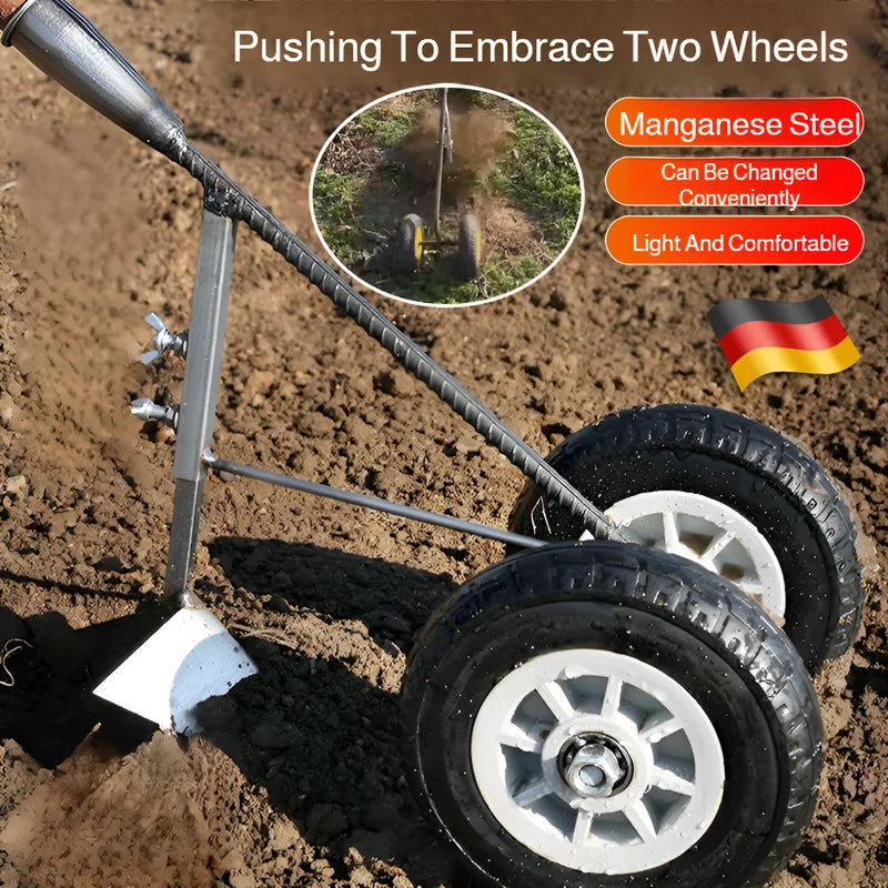 Hand-pulled Multi-function Plow 3 in 1 Multi-Function Wheel Hoe Cultivator, Double Wheels Weeder Tiller Furrow Plow for Garden F