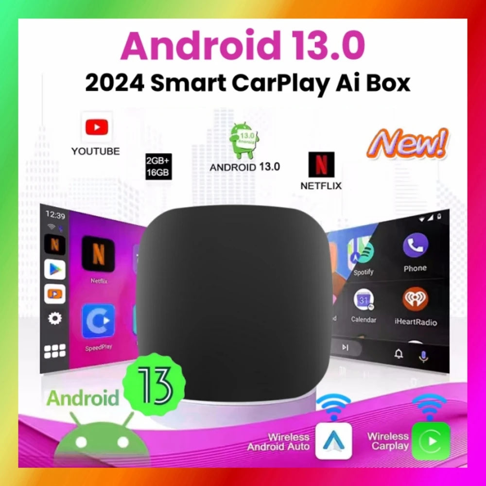 Android 13 CarPlay AI Box — Wireless CarPlay & Android Auto Adapter with Streaming App Support
