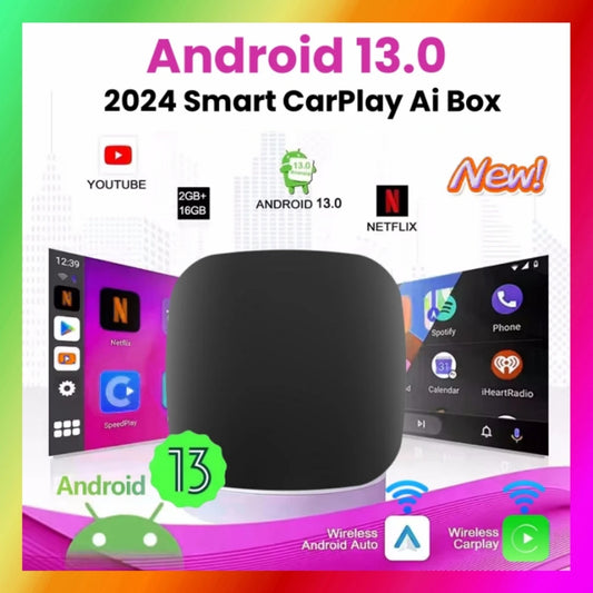 Android 13 CarPlay AI Box — Wireless CarPlay & Android Auto Adapter with Streaming App Support
