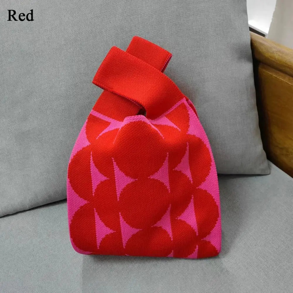 Cat Knit Handbag Fashion Knit Handmade Shopping Bags High-capacity Knot Wrist Bag Girls