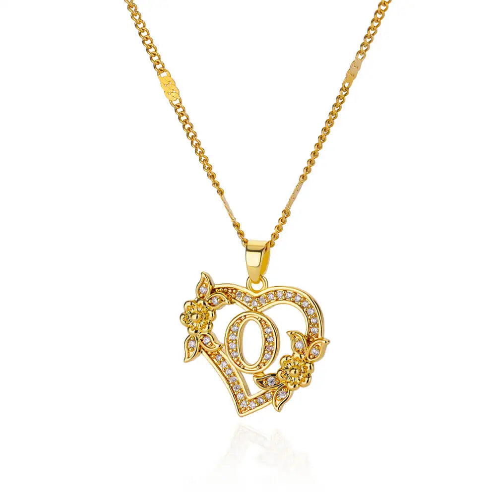 Initial Heart Necklace – Gold-Tone A-Z Letter Pendant