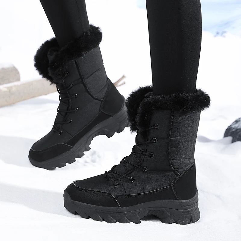 Women's Fleece Lined Mid-Calf Snow Boots - Thick High-Top Winter Boots - photo 4