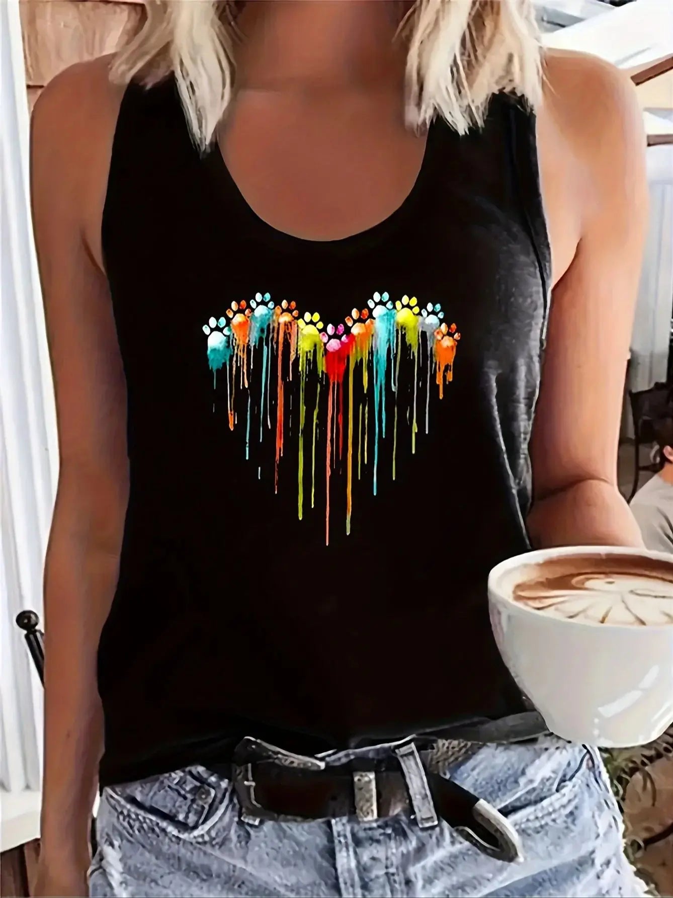 Women's Sexy Tops tshirt black Sleeveless Loose Vest Holiday Style Hawaiian Top Summer White