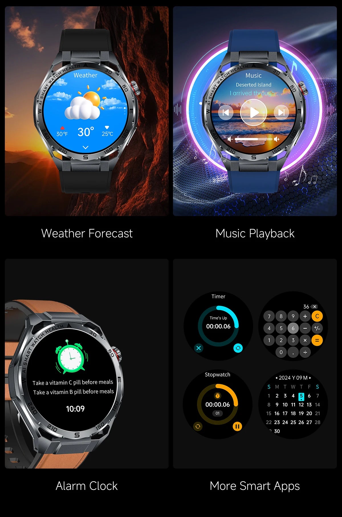 2026 New Body Fat AI Analysis Health Smart Watch ECG+PPG Uric Acid BP Blood Oxygen Call AMOLED Screen Smart Watch For Men Women