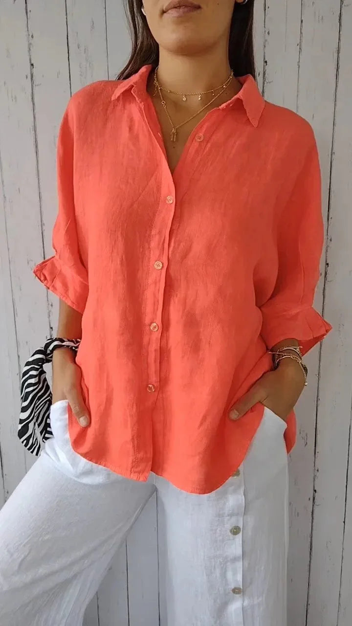 Women's Cotton-Linen T-Shirt — Loose Casual Short-Sleeve Summer Top