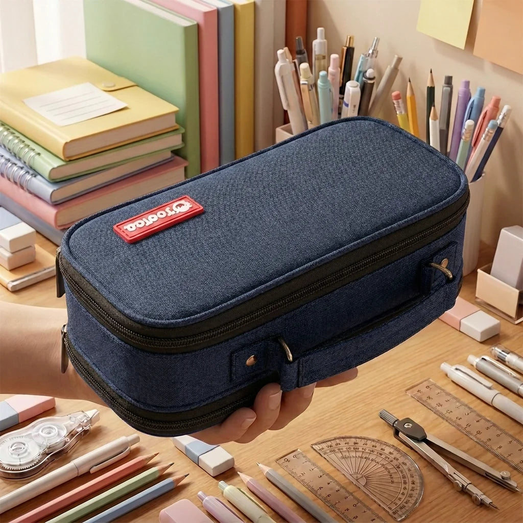 Portable Large Capacity Pencil Case Upper Pen Box Multifunctional Stationery Bag Boy Back to School Office Supplies Stationery