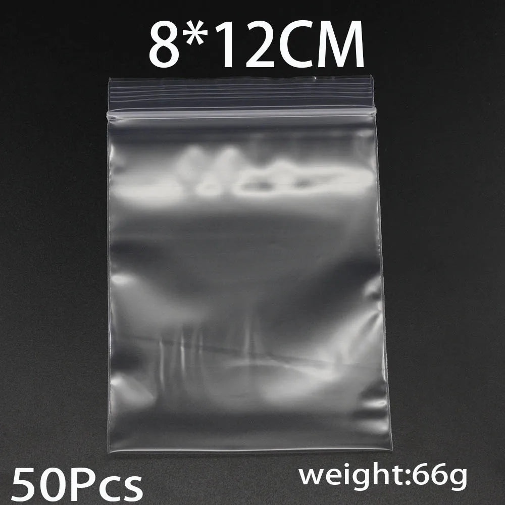 30-100Pcs Thick Plastic Poly Clear Bags 4x6/5x7/6x8/7x10cm Jewelry Packaging Lock Zipped Reclosable DIY Storage
