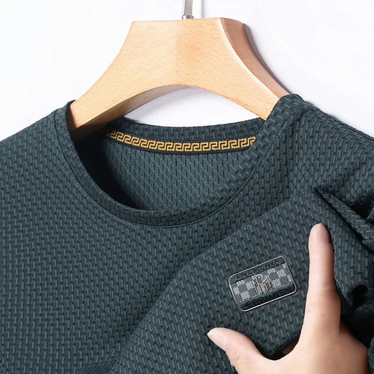 Men's Bubble-Knit Tee - Round Neck, Sweat-Wicking Lightweight