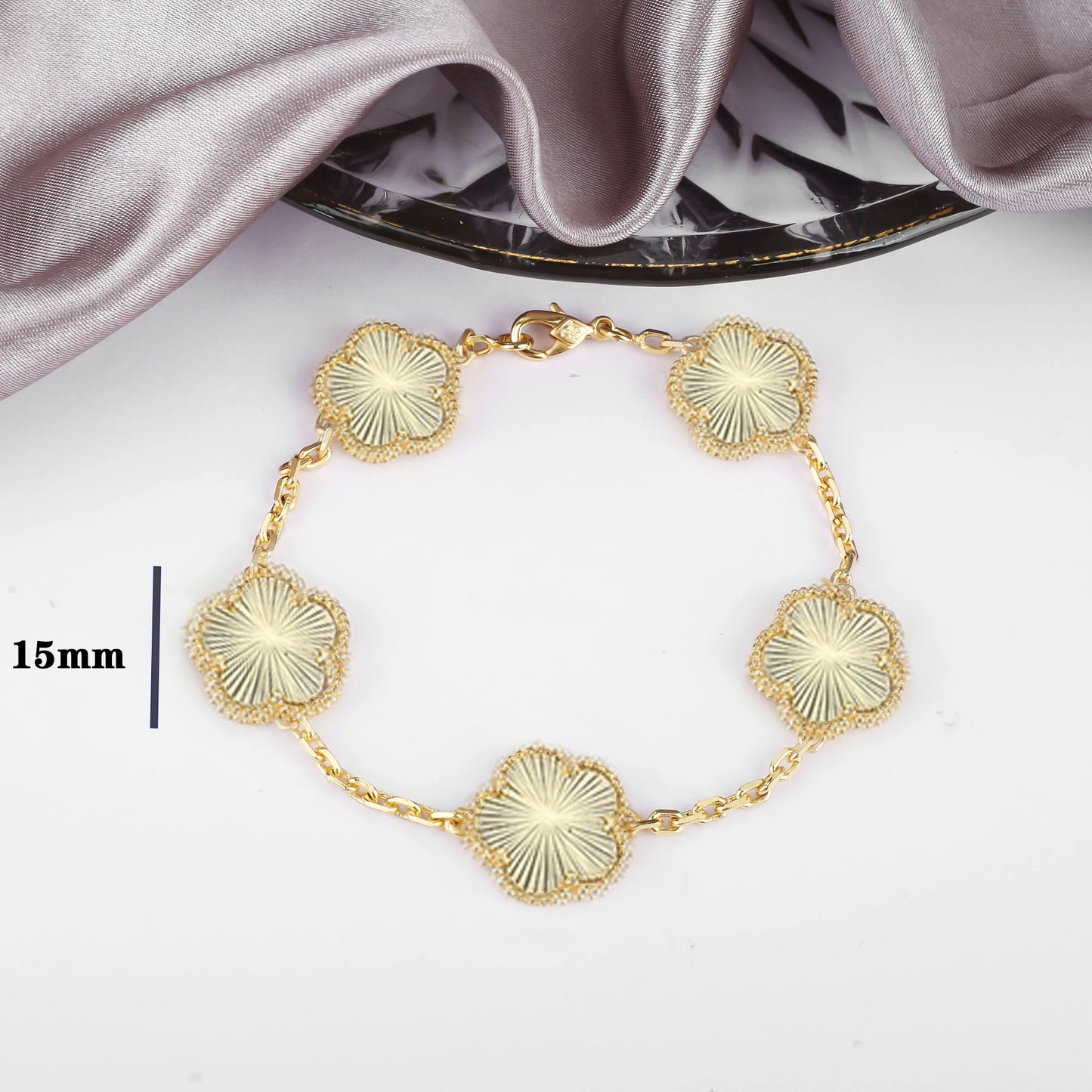 Five-Petal Flower Pendant Necklace — Natural Stone, 7 Colors