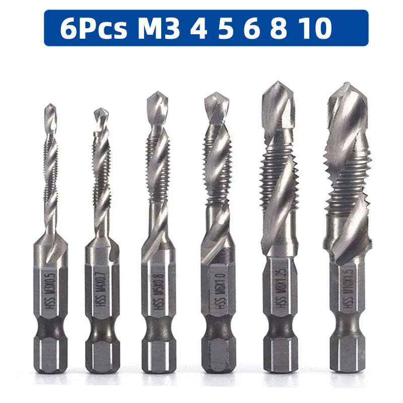 MMAlto HSS Titanium-Coated Metric Tap Set – M3 M4 M5 M6 M8 M10 | Screw Thread Machine Compound Tap | Individual & 6-Piece Sets