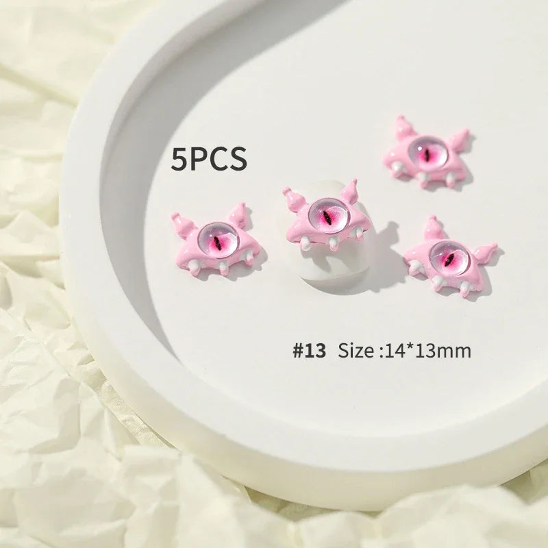 5pcs Halloween Nail Gems Decoration Charms Strass Ongles Nail Rhinestones Halloween Nails Accessories Christmas Nail Art Charms
