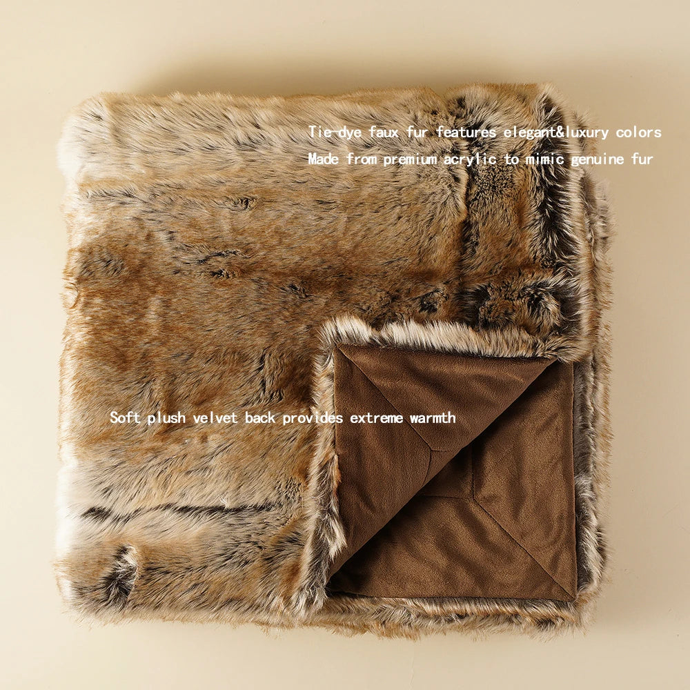 Faux Fur Throw Blanket, Fluffy Plush Sofa Throw