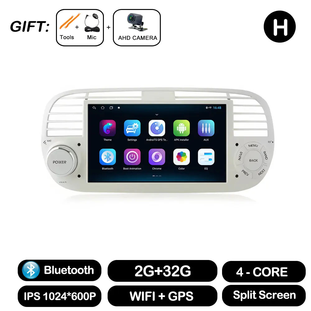7" Car Stereo with Apple CarPlay & Android Auto, Compatible with Fiat 500 (2007-2015)