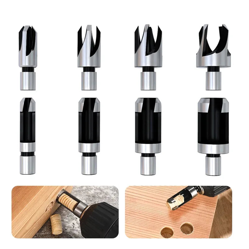 8 Pc Wood Plug Cutter Set, Carbon Steel Tenon Drill Bits