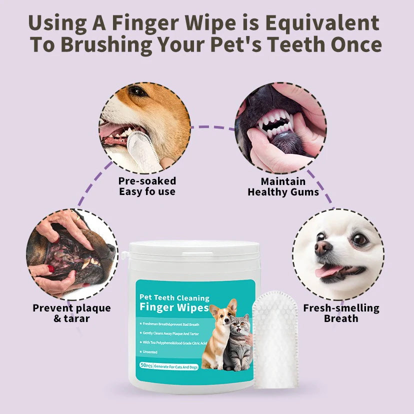 Disposable Pet Finger Toothbrush Wipes - Dog & Cat Oral Care – photo 4