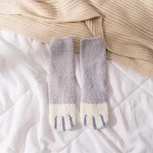 Women's Cat Paw Coral Velvet Socks