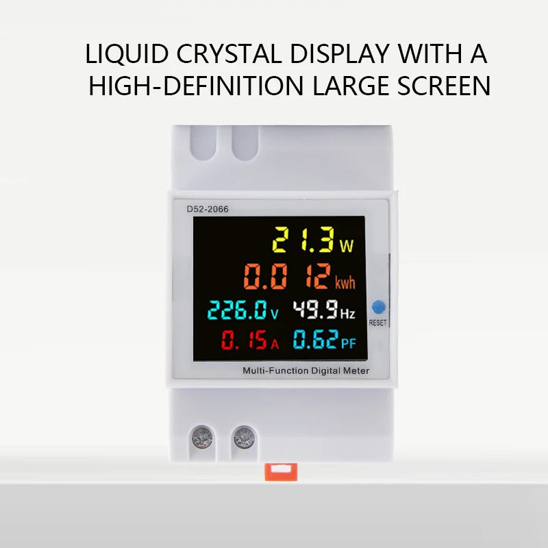 6IN1 Din Rail AC Monitor 110V 220V 380V 100A Voltage Current Power Factor Active KWH Electric Energy Frequency Meter