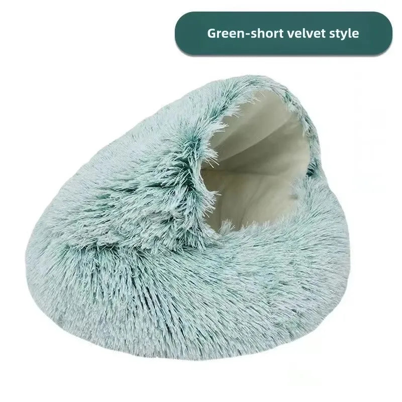 Semi-Enclosed Plush Cat Nest 50cm - Fleece-Lined Winter Pet Bed - photo 12