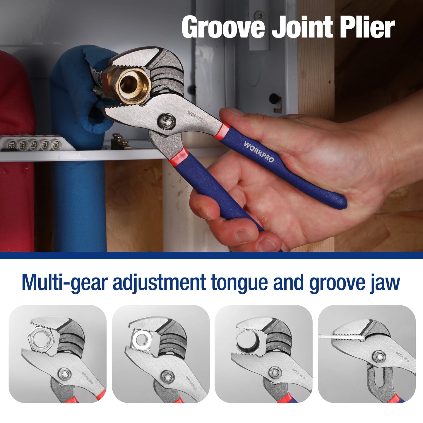 WORKPRO 7-Piece Pliers Set – Groove Joint, Long Nose, Slip Joint, Linesman & Diagonal Pliers | Complete DIY Hand Tool Kit