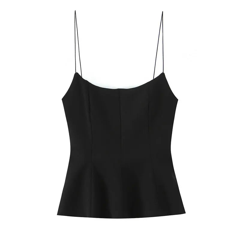 Ele Bal Crop Top Women's Faion Spring Summer Slim Fit Elastic Skirt Sle Hemline New Arrival Vest Strap Tops