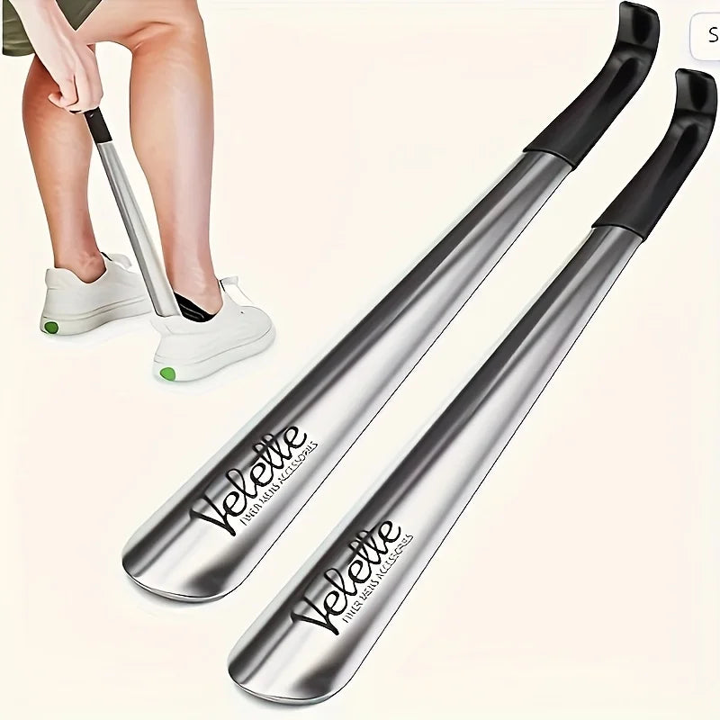 Say goodbye to back strain. Long-handle shoehorn aids the elderly and those with limited mobility. chausse pied
