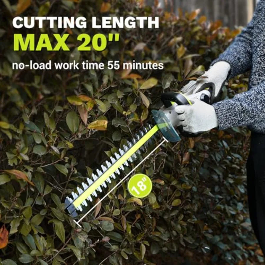 20V Cordless Hedge Trimmer – 20" Steel Blade, Lightweight Ergonomic Yard & Garden Tool