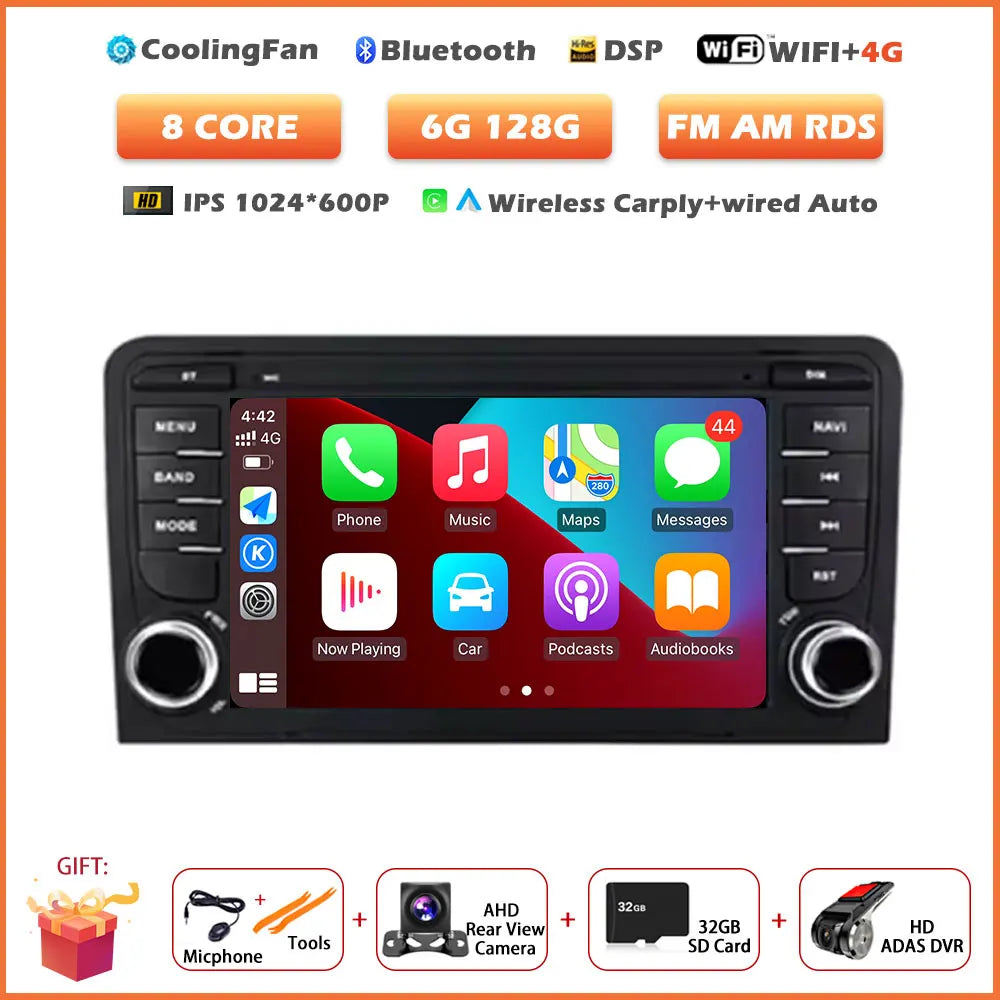Car Stereo with Apple CarPlay & Android Auto, Compatible with Audi A3 8P, RS3 Sportback & S3 8P