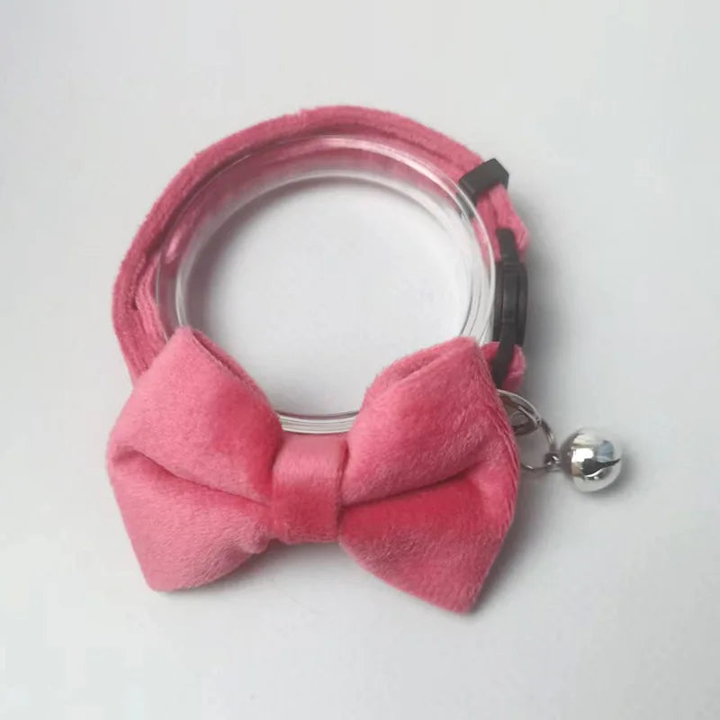 1Pcs/2Pcs Cat Collar with Bell Bow Tie Velvet & Fabric Adjustable Safety Collar for Small Dogs Kittens Pet Supplies
