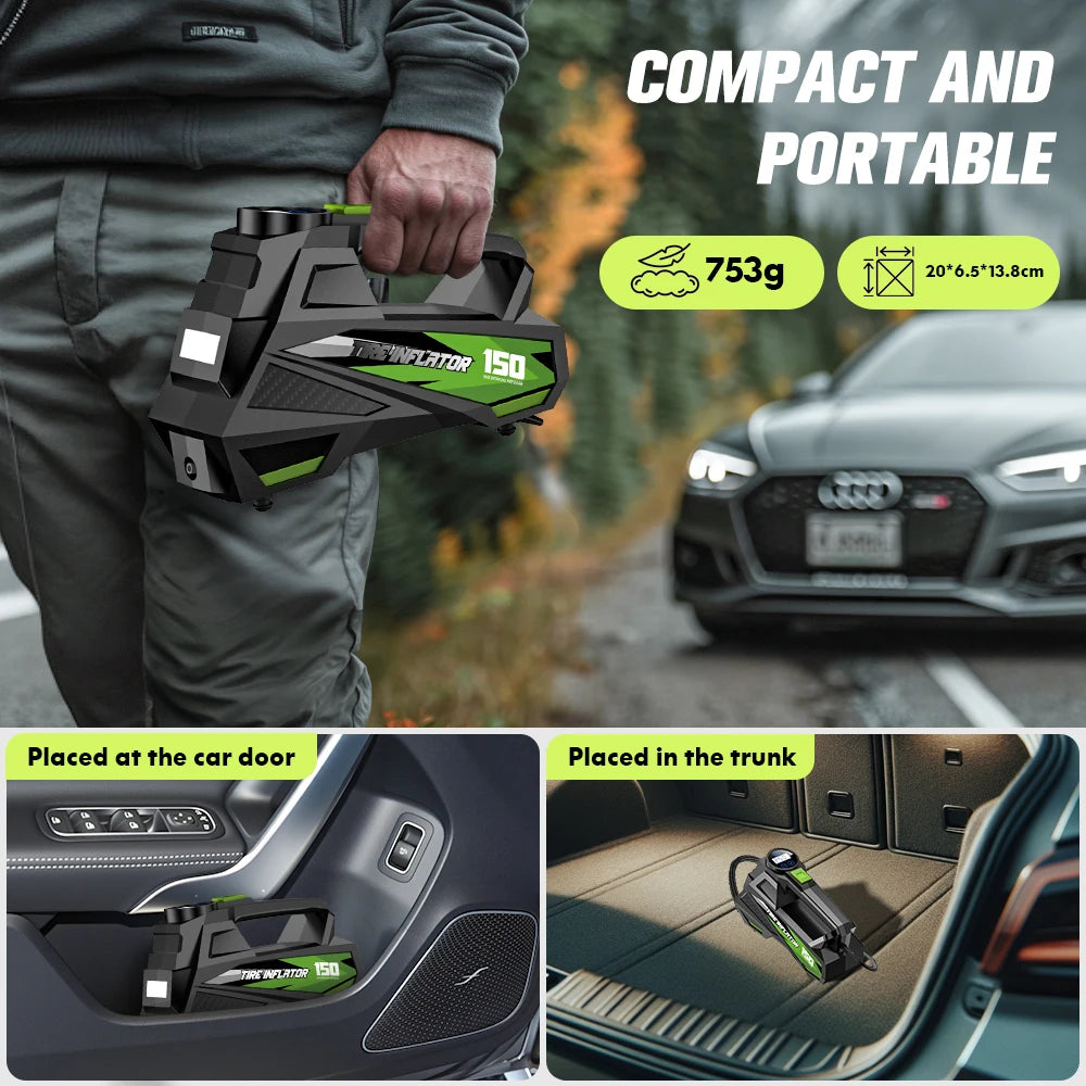 CARSUN Portable Wired Car Tire Air Pump – Mini Compressor with Extended Power Cord, for Cars, Motorcycles & Bicycles ,tool