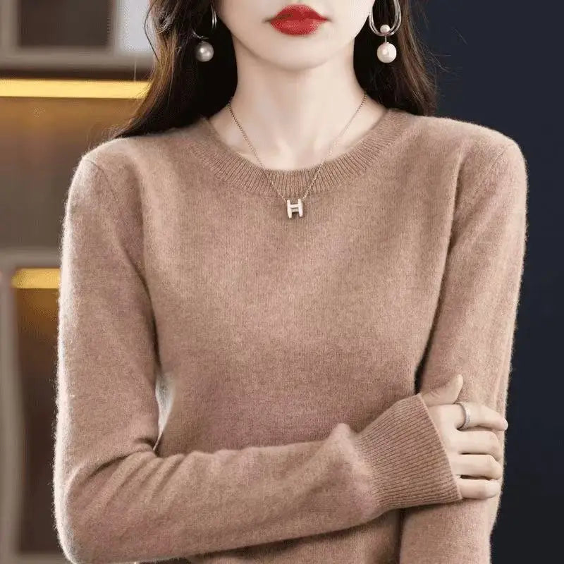 Women's Soft Knit Crew Neck Sweater, Basic Jumper