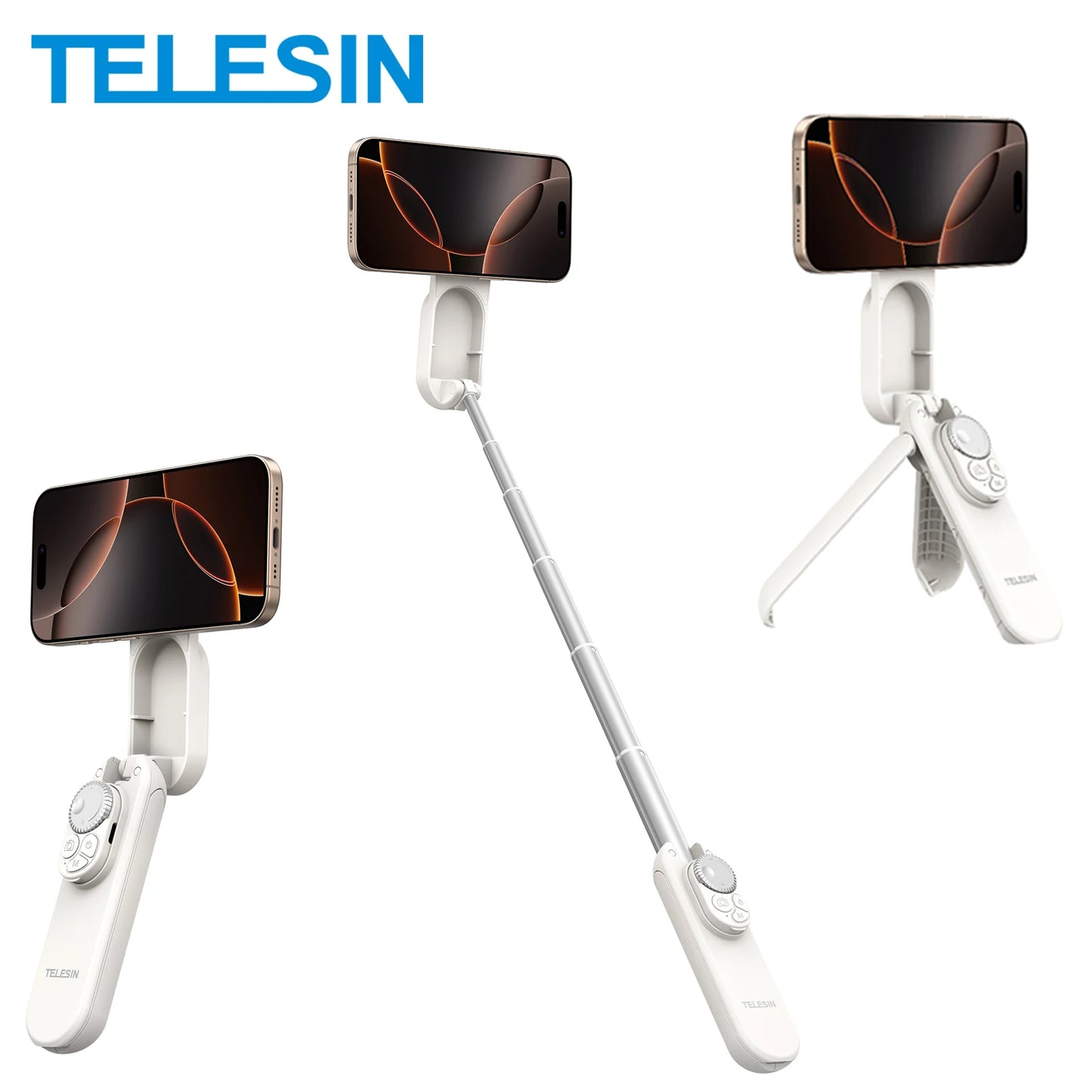 TELEISN Magnetic Bluetooth ZOOM Remote Selfie Stick Tripod For Iphone HUAWEI XIAOMI SAMSUNG Extendable Portable Vlogging Stand
