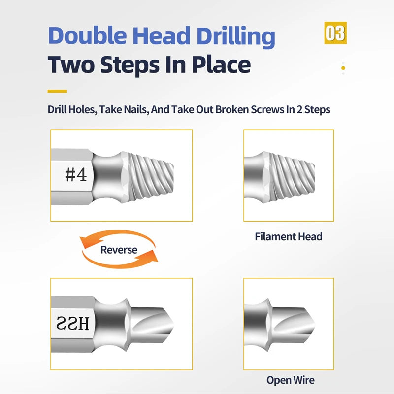 TOOLEYE Damaged Screw Extractor Set Center Drill Bit Set Woodworking Tools Broken Bolt Extractor Bolts Screws Remover Extractor
