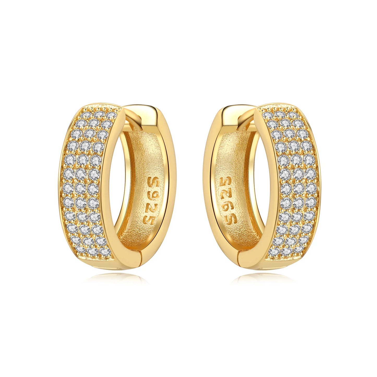 Original 2026 S925 Sterling Silver Zircon 18K Gold Lining Vintage Hoop Earrings for Women Birthday Party Wedding Gift Jewellery