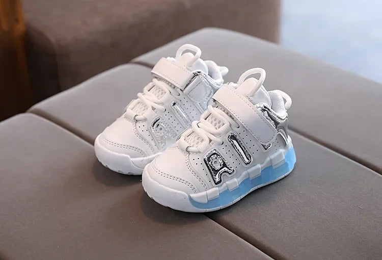 Colorful Letter Pattern Hook Loop Children Sports Shoes Breathable Comfortable Casual Sneakers Kids Outdoor Non Slip Fashion