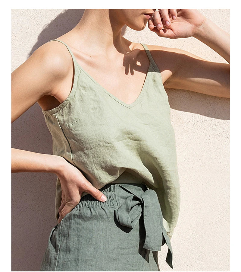 Vintage Cotton Linen Women's Summer Tank Top Sleeveless Harajuku Basic Cuasal Female Top For Girls Camisole Women Clothing