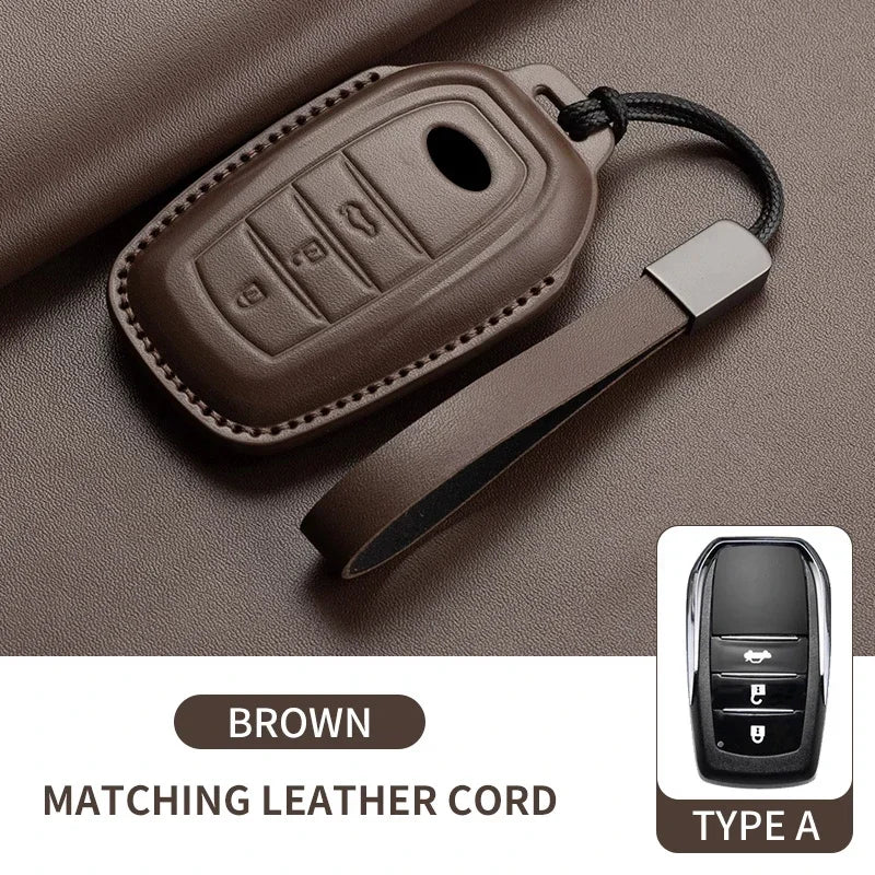 New Leather Car Remote Key Case Cover Shell For Toyota Prius Camry Corolla Avalon CHR RAV4 Land Cruiser Prado Keyless Key Fob
