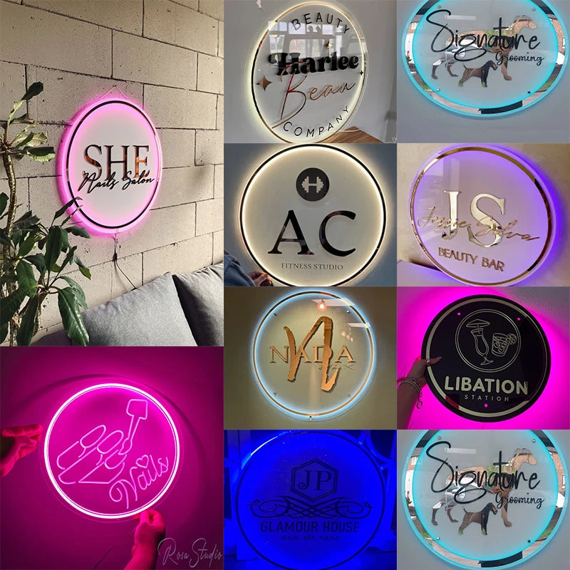 Custom Acrylic Neon Business Sign — Personalised 3D Wall Logo