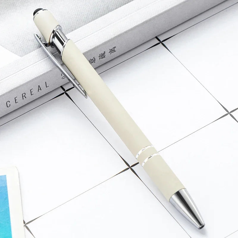 50pcs Light Metal Ballpoint Pen Touch Screen Pen Office School Advertising Pen Custom Logo Text Engraving Laser Engraving