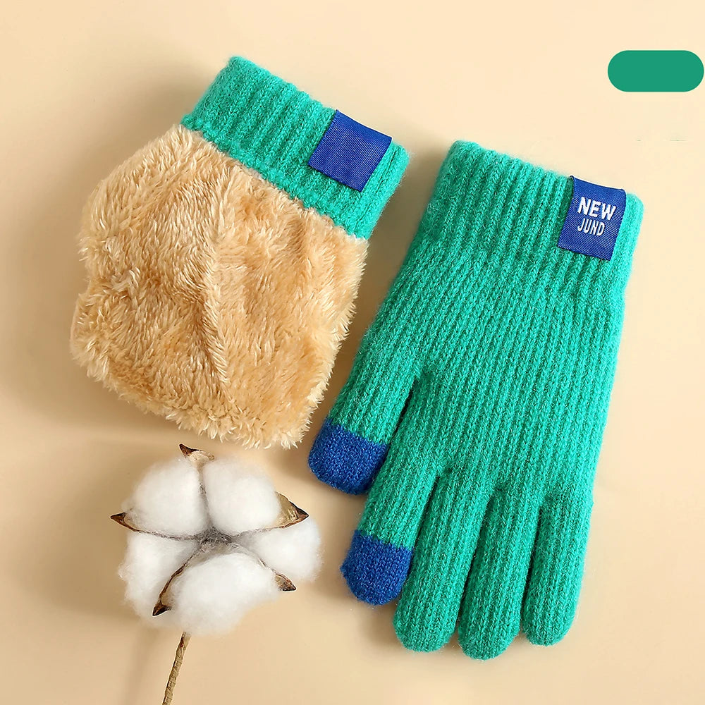 Kids Fleece Lined Knit Gloves - Winter School Gloves 6-12 Years - photo 8