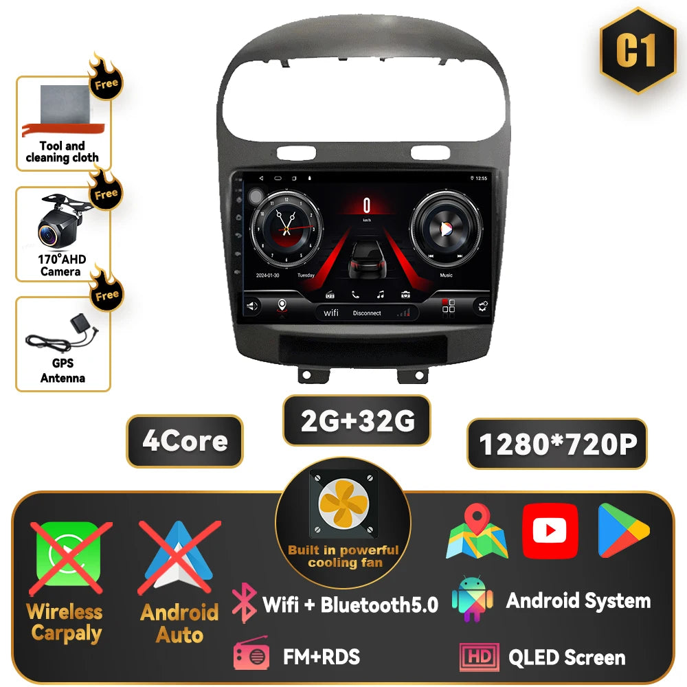 Car Stereo with Apple CarPlay & Android Auto, Compatible with Dodge Journey JC (2011-2020)